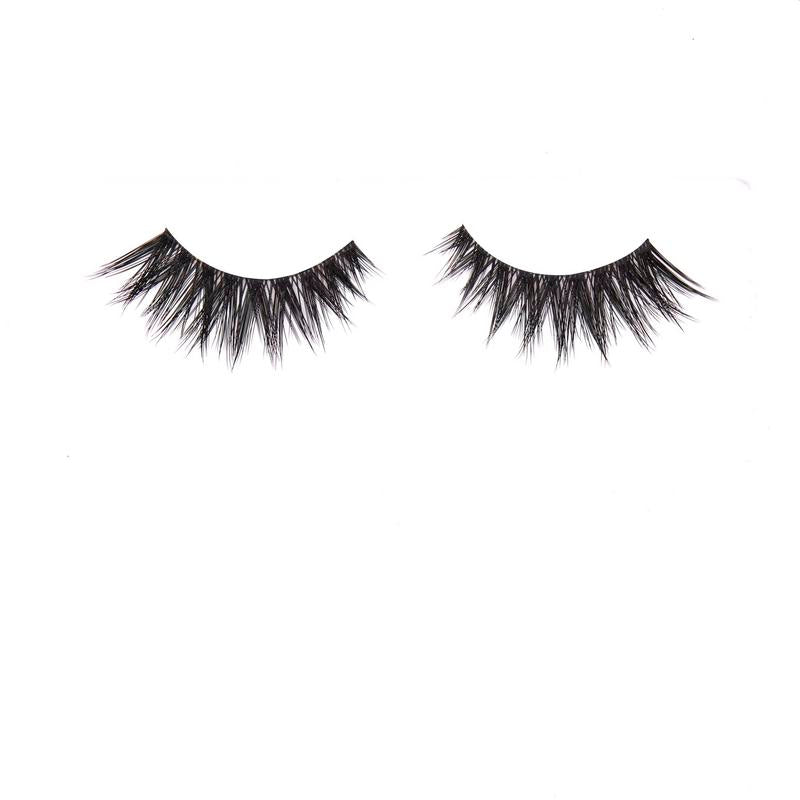 Pair of black false eyelashes on a white background