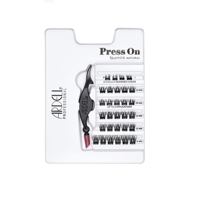 Ardell Press On faux mink natural eyelashes with applicator on a white background