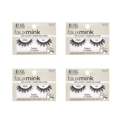 Four packages of Ardell Faux Mink eyelashes on a white background
