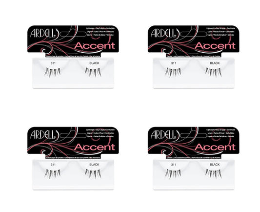 Four packages of Ardell Accent false eyelashes on a white background