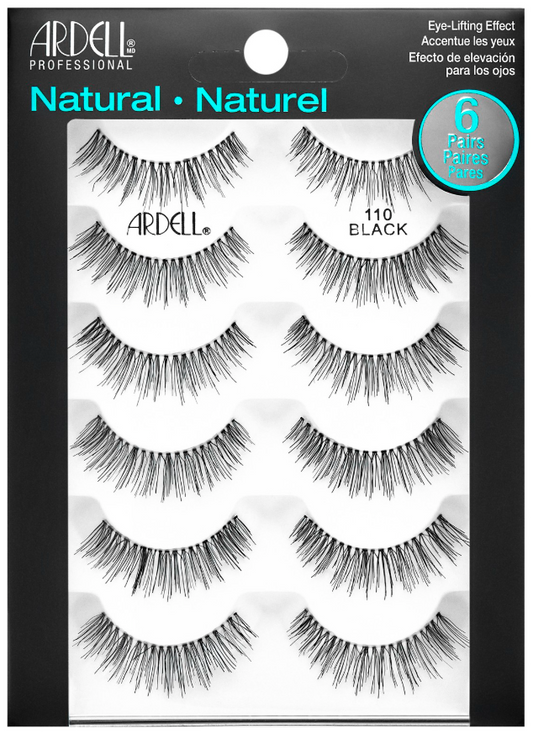 Ardell Natural Lashes 110 Black 6-Pack – Six pairs of natural 110 lashes for soft volume and an eye-lifting effect, ideal for daily wear.