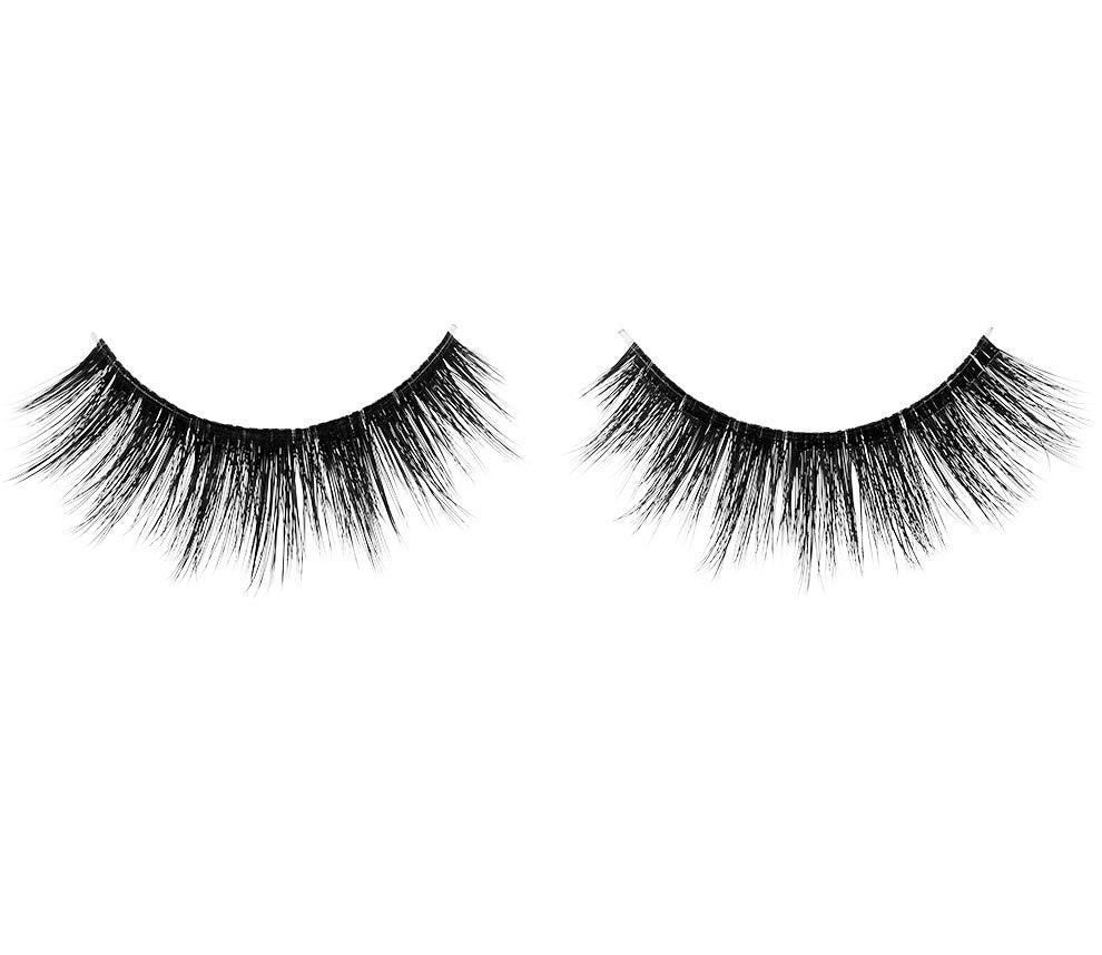 A closeup shot of Ardell Fauxmink 854 pair showing its actual look, length, volume, and design on a white background