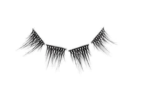 A closeup of Ardell Pre-Cut Lashes 900 for the right eye showing its 4 segments faux lash featuring its crisscross lash style