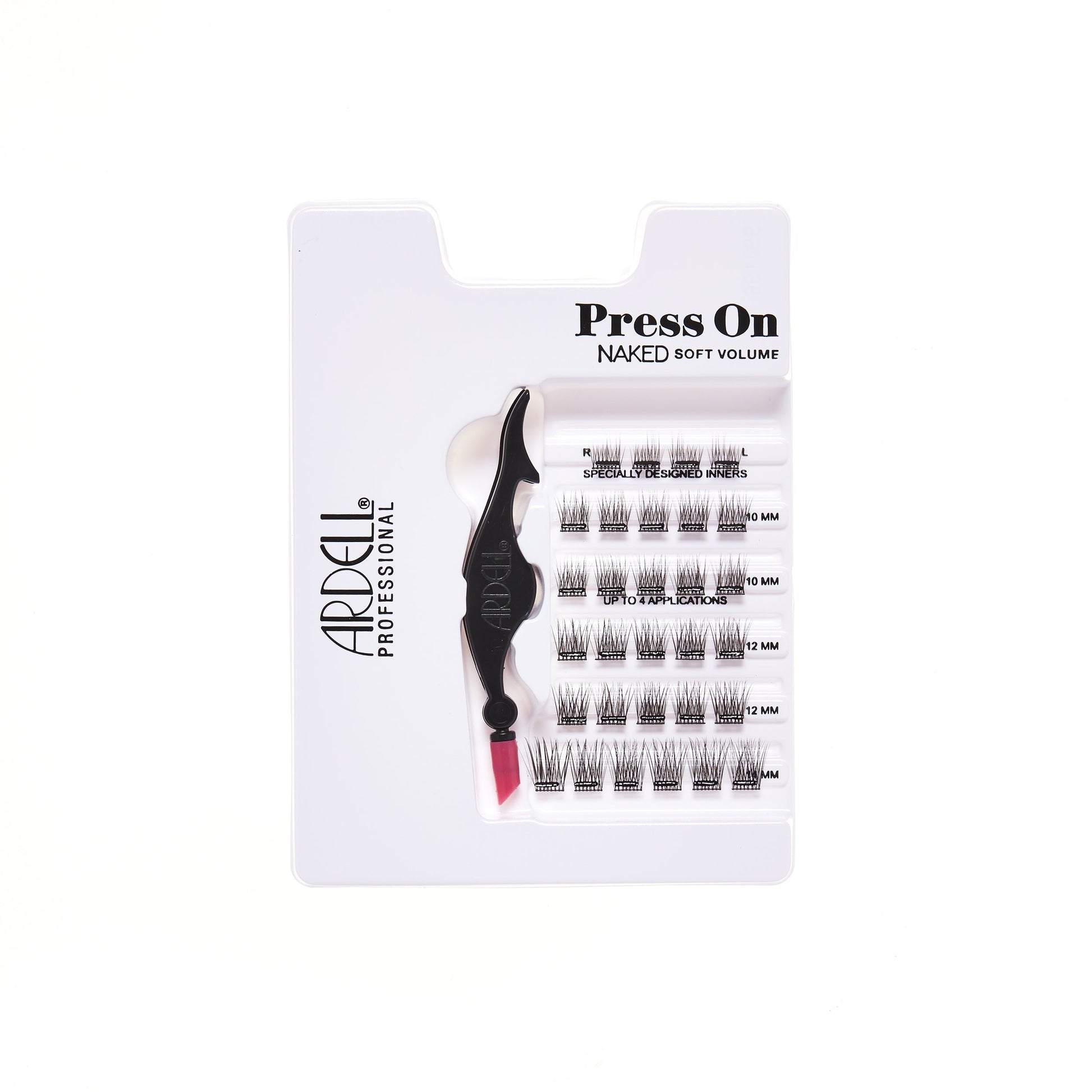 Tray of Ardell Naked Press on Lash Underlash Extensions Soft Volume, pre-glued and ready to apply lash segments.
