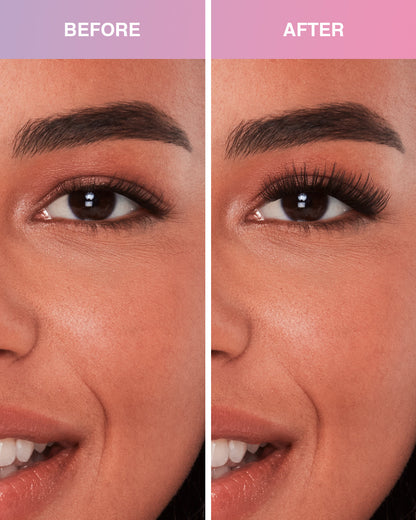 Before and after Press On Fauxmink Natural eyelashes on Model with Hooded shaped eyes