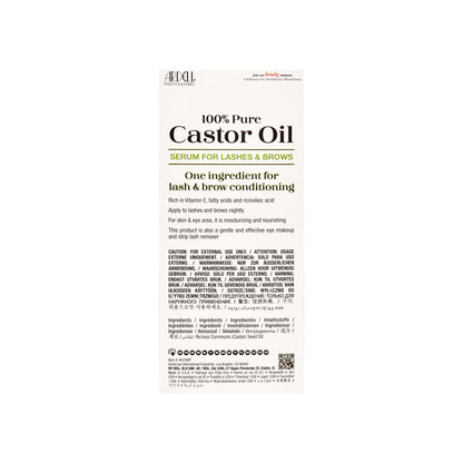 Back side of 100% Pure Castor Oil packaging on a white background