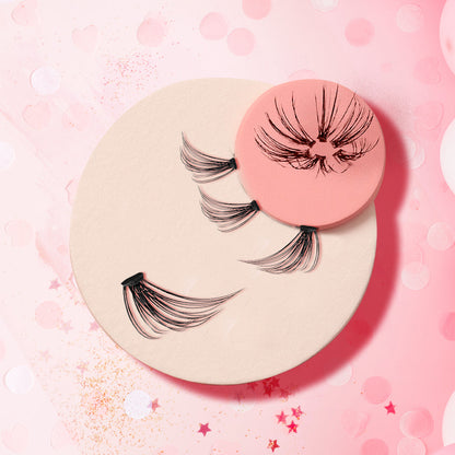 Top view of Ardell Fauxmink individual multi-layered lash showing its lush, feathered effect