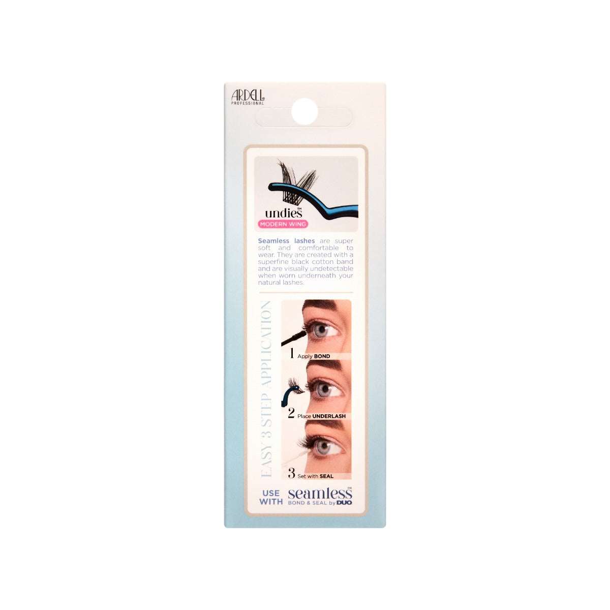 Back of Seamless Underlash Extensions Modern Wing 32 retail wall hook box
