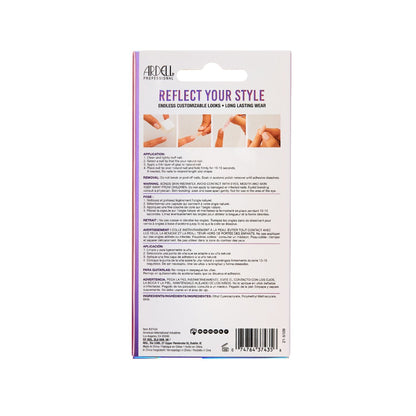 Back side of packaging for Ardell Nail Addict Chrome Mystic