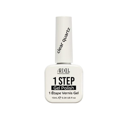 Ardell 1 Step Gel Polish in Clear Quartz, a sheer glossy topcoat ideal for layering or natural nail looks.