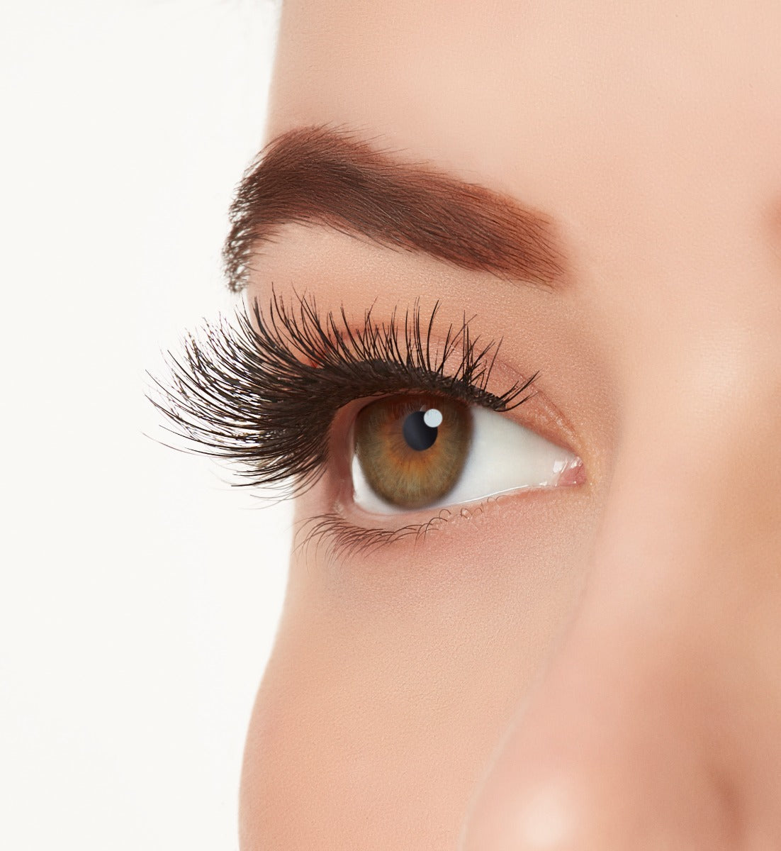 Side view of a model wearing Ardell Active Lash Soak It Up lashes