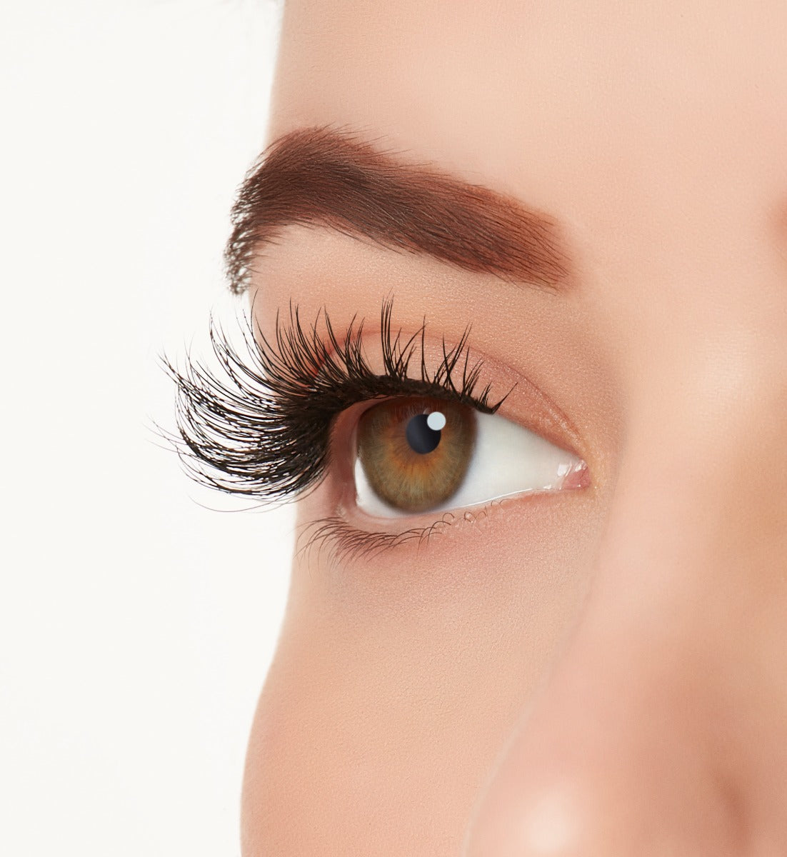 Side view of a model wearing Ardell Active Lash Gainz lashes