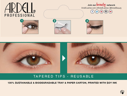 Back details of Ardell's Ecolashes 451 packaging with application & removal instructions & its inclusions