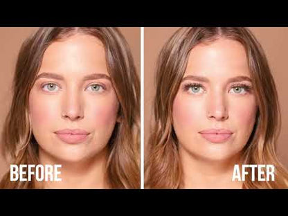 Before and after comparison of Ardell lashes on a model showcasing enhanced volume and length.